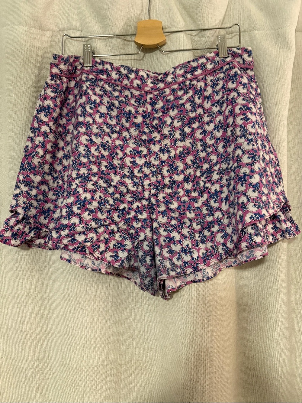 Anthropologie Pink and Blue Paisley Print Women's Shorts